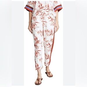 Joie Quisy Floral Print Pants with Side Stripe, pull on drawstring waist size M